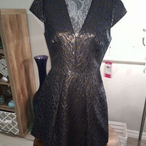 Vince Camuto Black and Gold Mini Dress